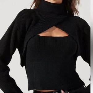 Astr The Label Black Cowl Neck Sweater